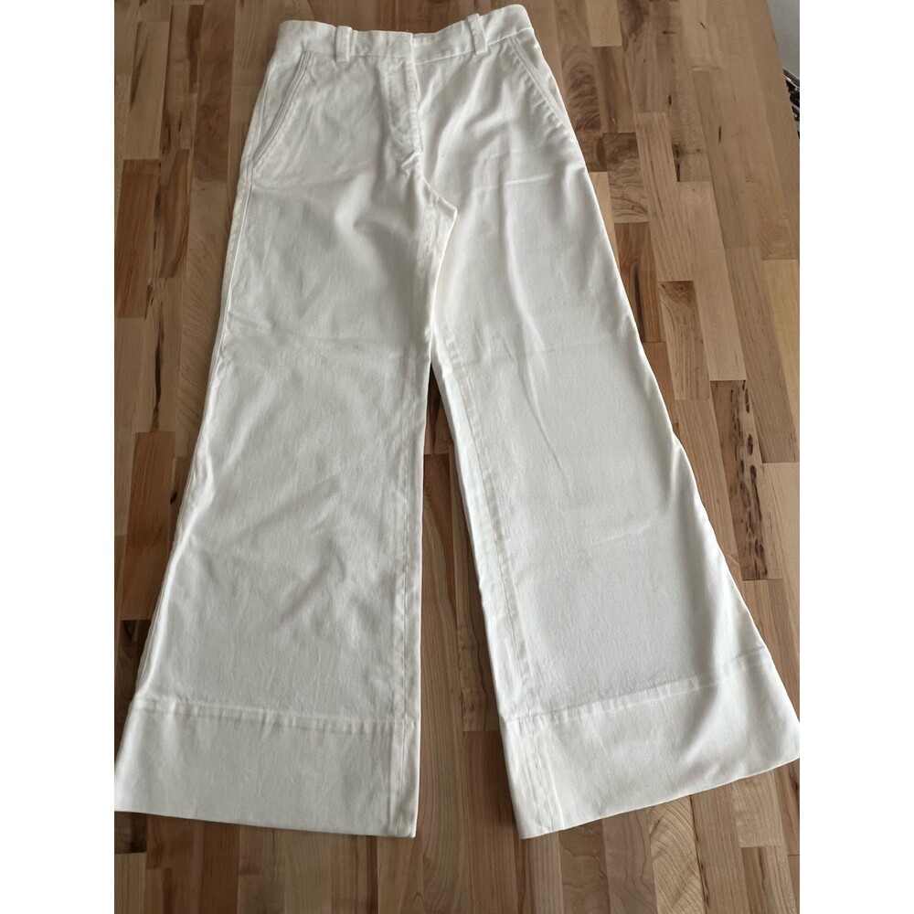 Quelle Due QL2 Cropped Wide-Leg Jeans Wide Hem White, Size IT 38 Fits US 26